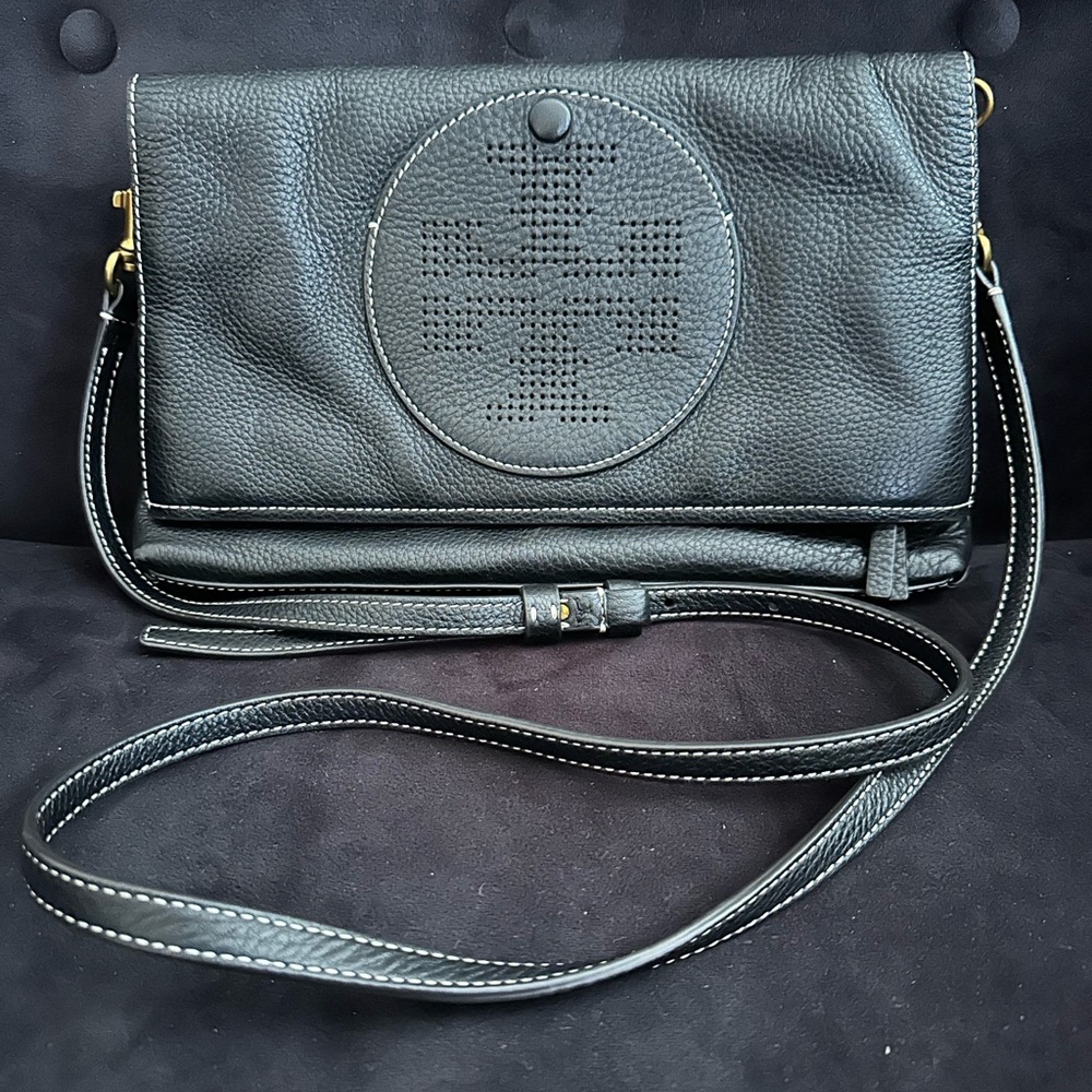 Tory Burch black leather cross body/ clutch